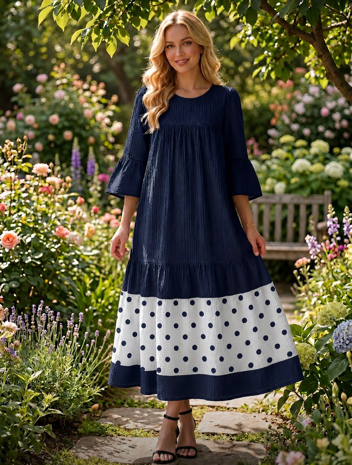 Keeley Navy Polka Dot Dress