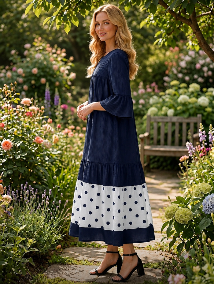 Keeley Navy Polka Dot Dress