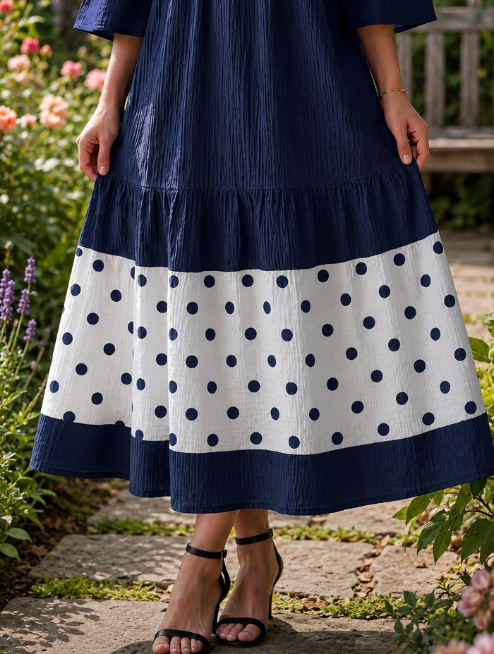 Keeley Navy Polka Dot Dress