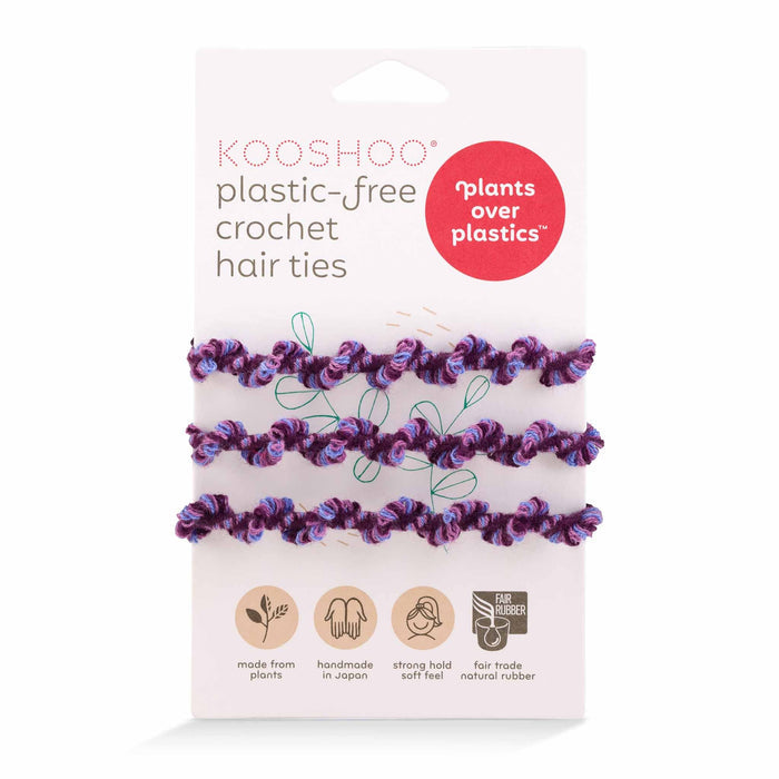 Kooshoo Plastic-Free Crochet Hair Ties - Purple Forest