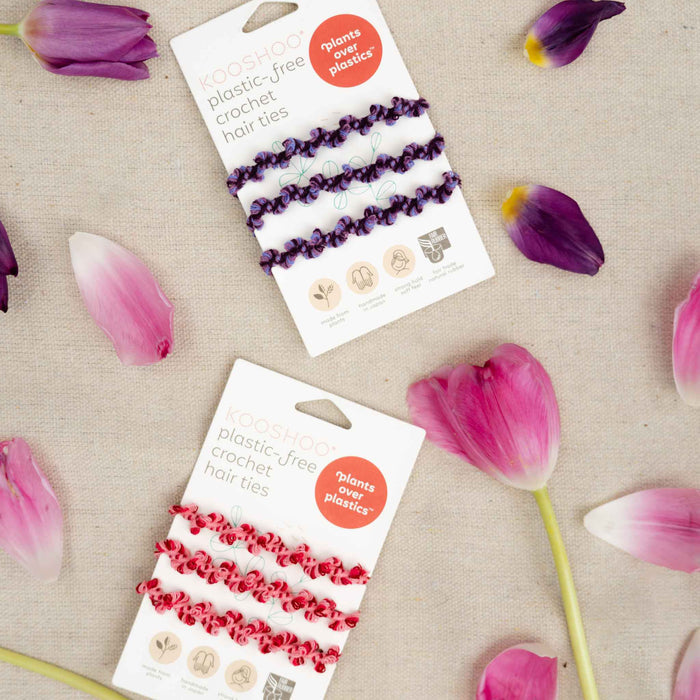 Kooshoo Plastic-Free Crochet Hair Ties - Purple Forest