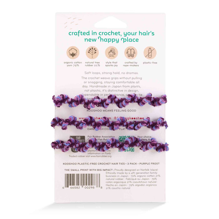 Kooshoo Plastic-Free Crochet Hair Ties - Purple Forest