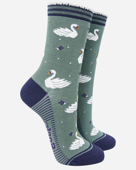 Ladies Bamboo-Rich Socks - Swans - The Classic Boutique