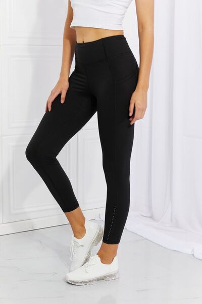 Leggings Depot Active Yoga Leggings with Pockets in Black with Reflective Dots