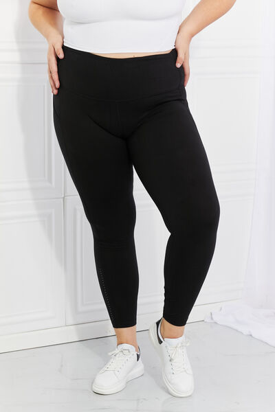 Leggings Depot Active Yoga Leggings with Pockets in Black with Reflective Dots