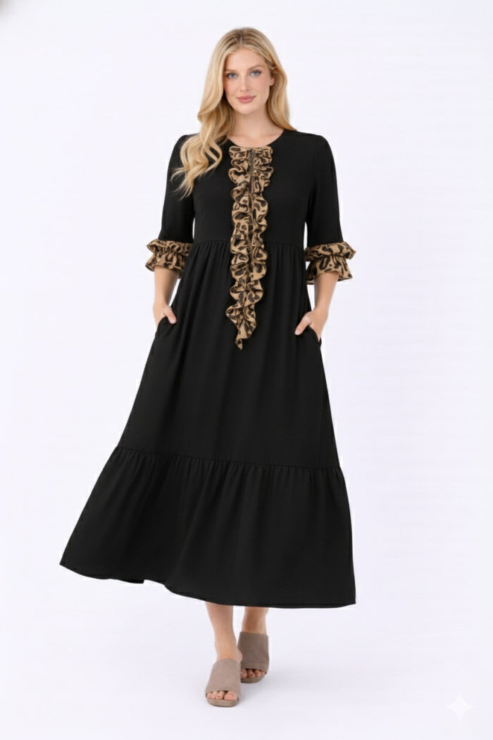 Leopard Ruffle Front Dress-2 Options