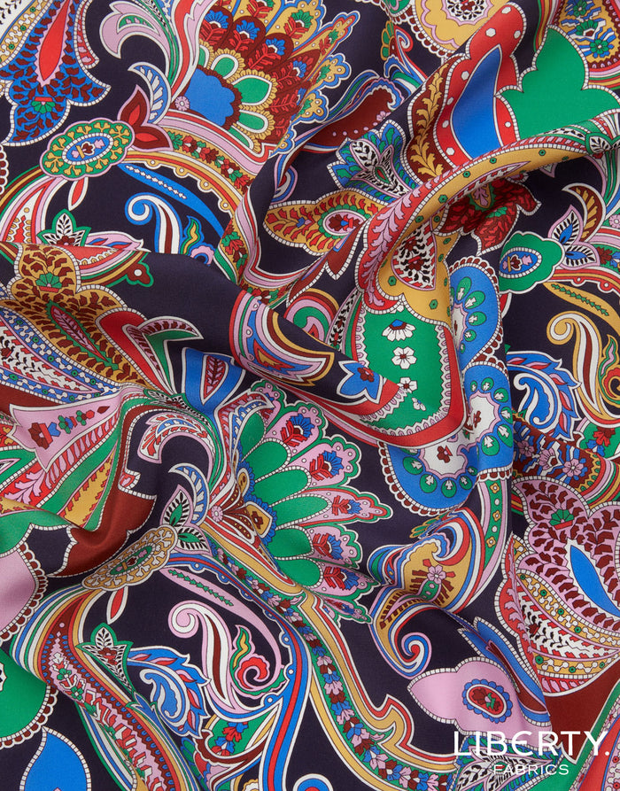 Liberty Fabrics Kensington Crepe de Chine Fabric, Paisley Fanfare C