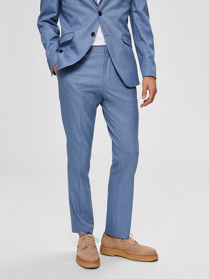 Light Blue Slim Fit Formal Trousers