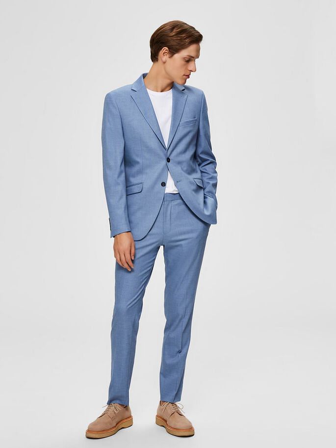 Light Blue Slim Fit Formal Trousers