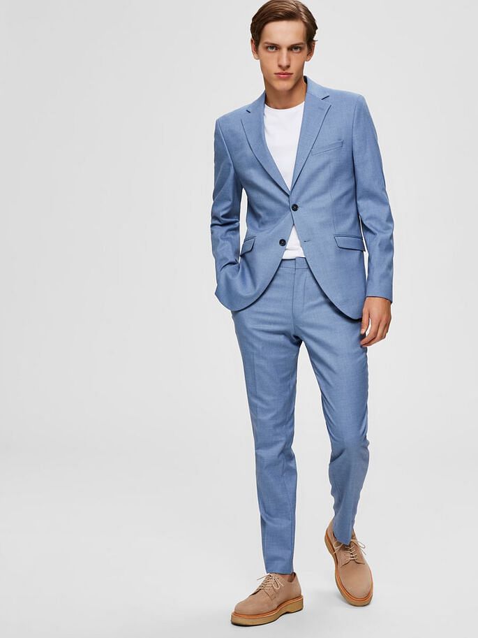 Light Blue Slim Fit Formal Trousers
