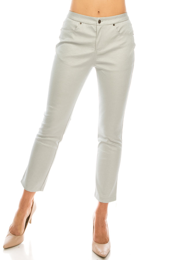 Light Grey Metallic Skinny Pants - Born To Glam