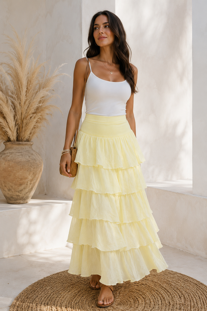 Lightweight Olga Ruffle Skirt Lemon