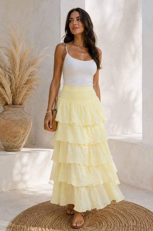 Lightweight Olga Ruffle Skirt Lemon