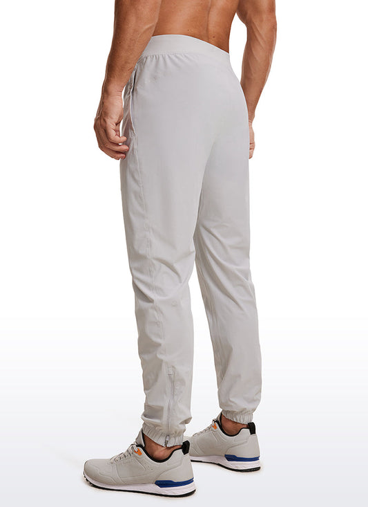 CRZ YOGA Men's Running Slim Fit Lightweight Joggers 29"-Zipper Pockets Platinum Grey