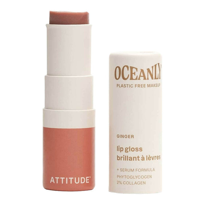 Lip gloss with packaging labeled 'Attitude' and 'Oceanly' on a white background.