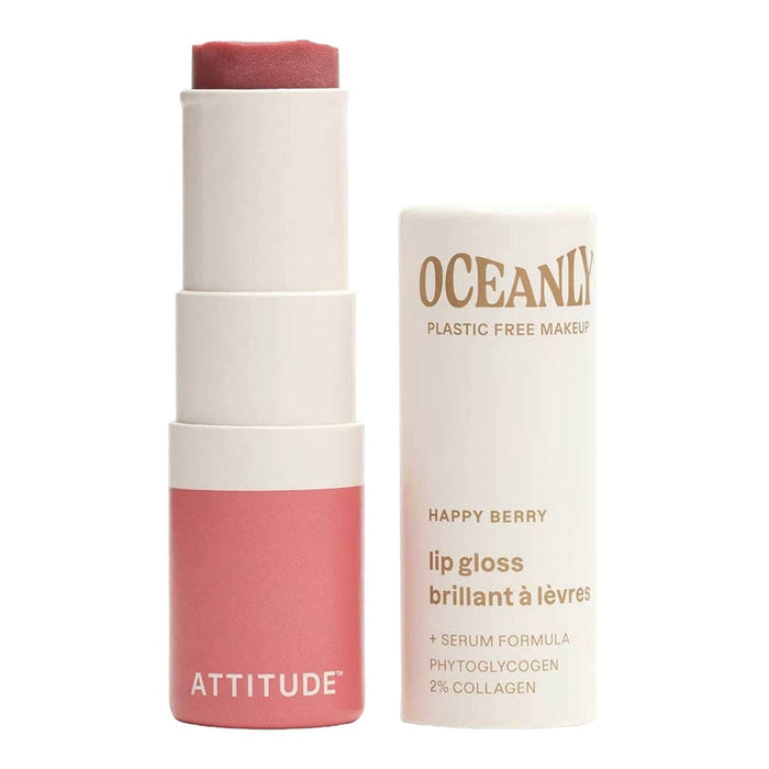 Lip gloss with packaging labeled 'Oceanly' and 'Attitude' on a white background.