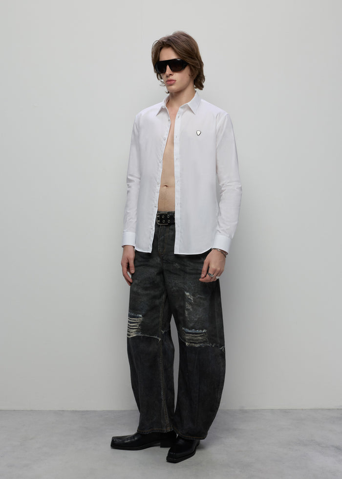 LONG-SLEEVE POPLIN SHIRT