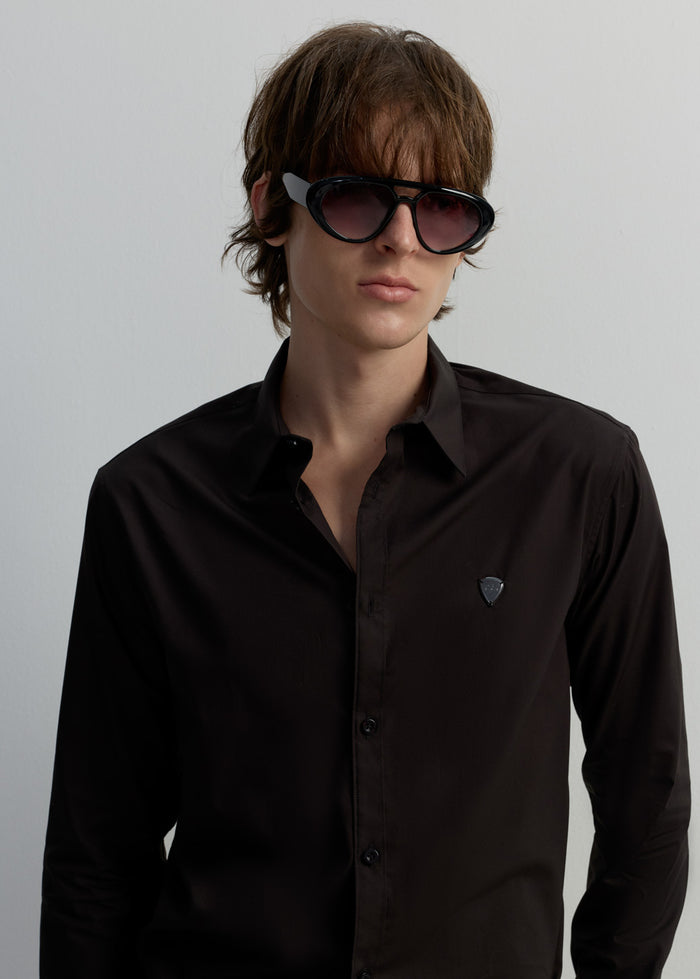 LONG-SLEEVE POPLIN SHIRT