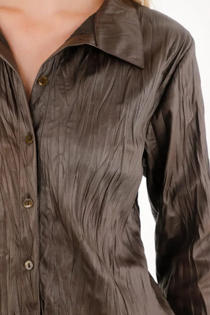 Long Sleeve Shirt in Synthetic Fabric Green for Women