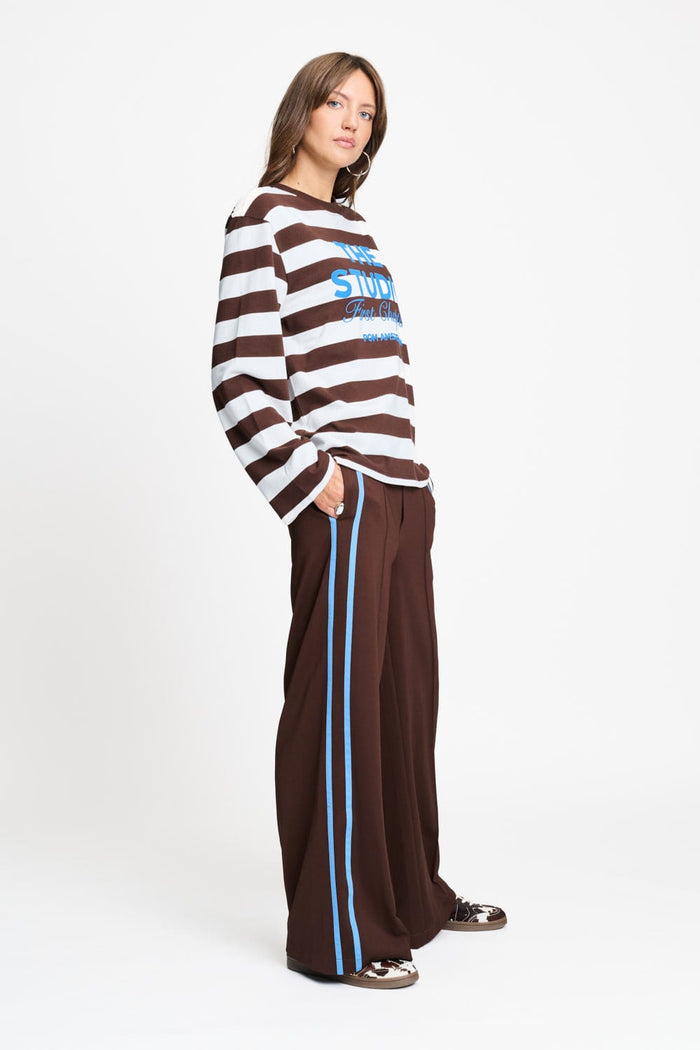 POM Amsterdam Longsleeves LONGSLEEVE - Joy Striped Brown White