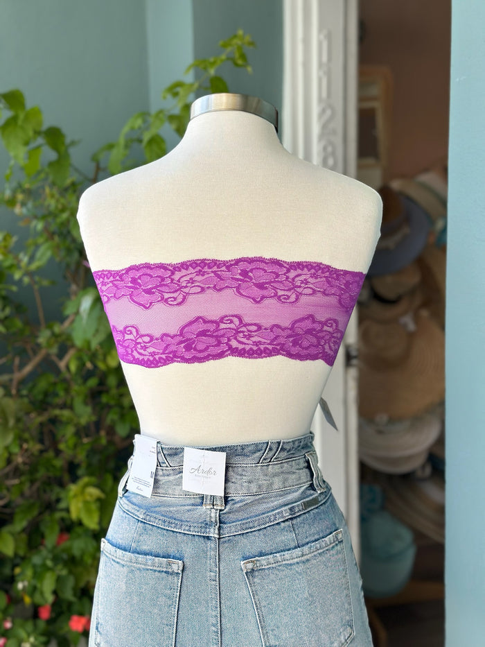 back of violet lace bandeau