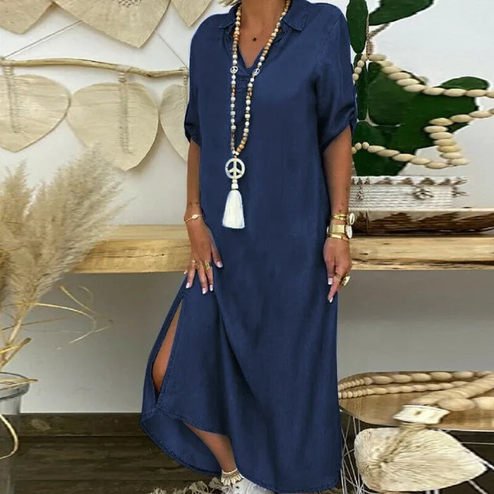 Malene™ | Comfortable Shirt Dress in Denim