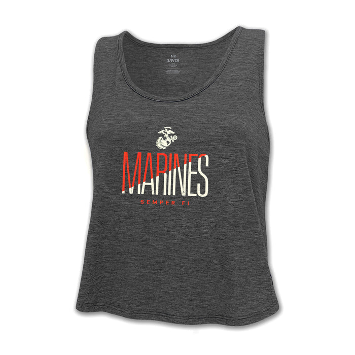 Marines Ladies Under Armour Breezy Sport Tank (Black Heather)