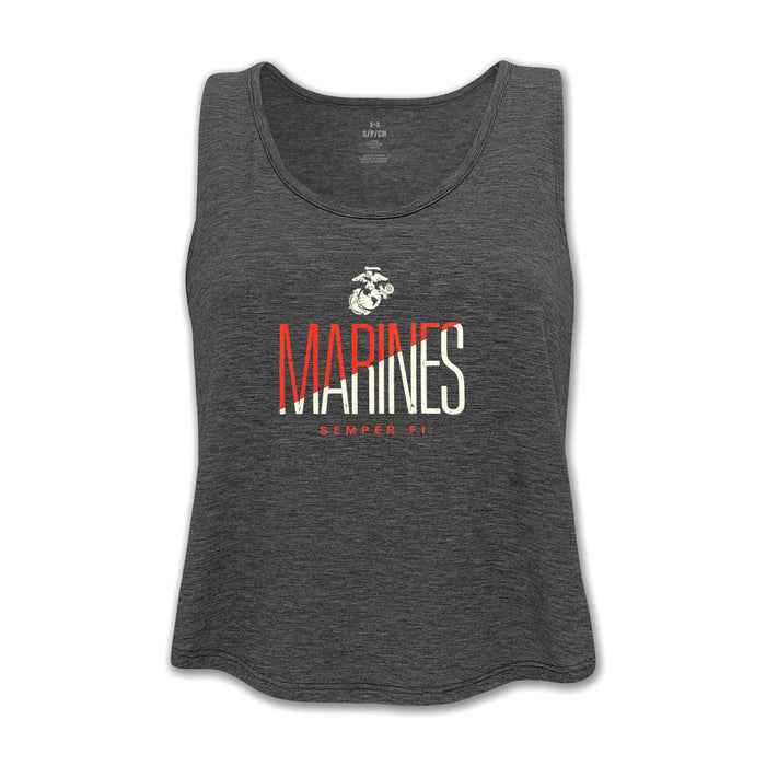 Marines Ladies Under Armour Breezy Sport Tank (Black Heather)