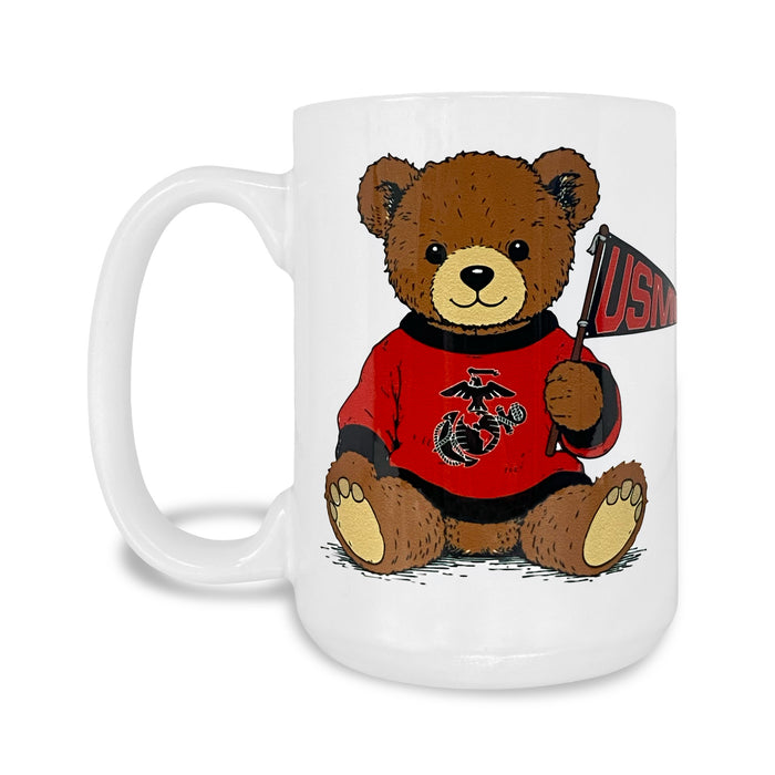 Marines Teddy Bear 15oz Mug (White)