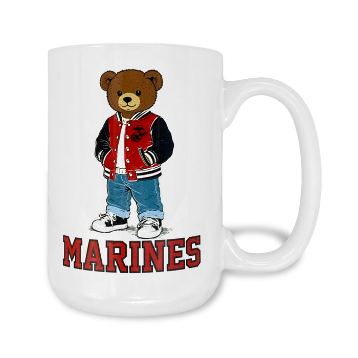 Marines Teddy Bear 15oz Mug (White)