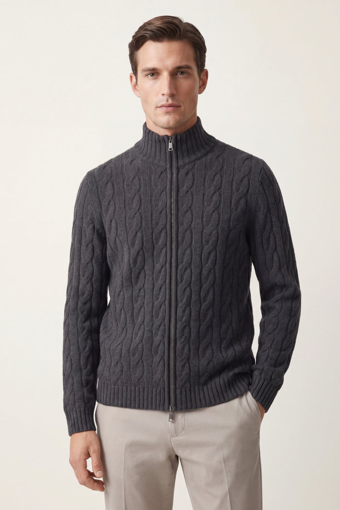 Massimo Zip Cardigan Dark Grey