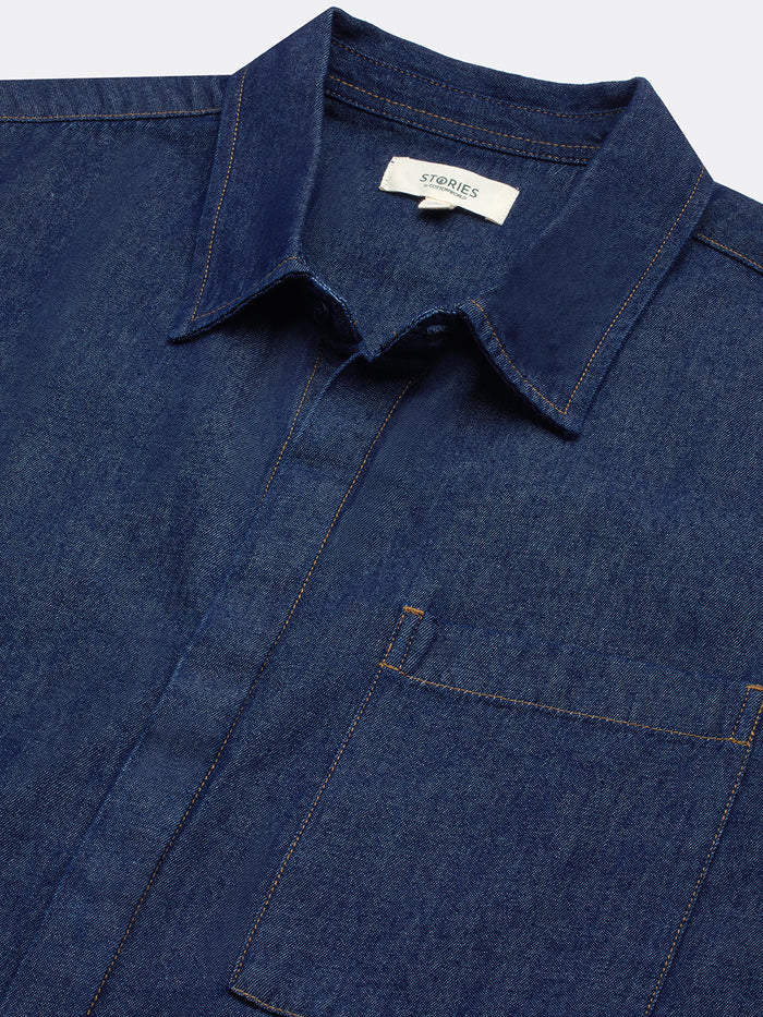 Men's 100% Cotton Regular Fit Denim Shirt Blue
