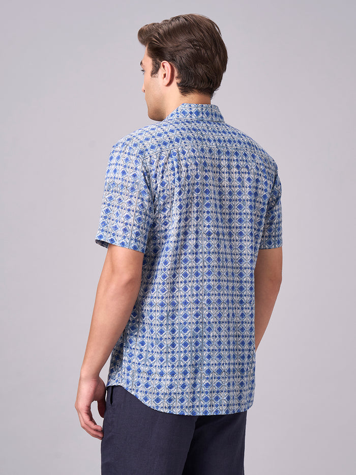 Men's 100% Cotton Regular Fit Short Sleeve Shirt Navy