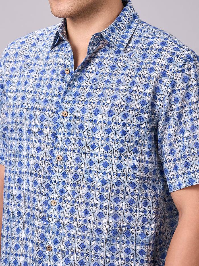 Men's 100% Cotton Regular Fit Short Sleeve Shirt Navy