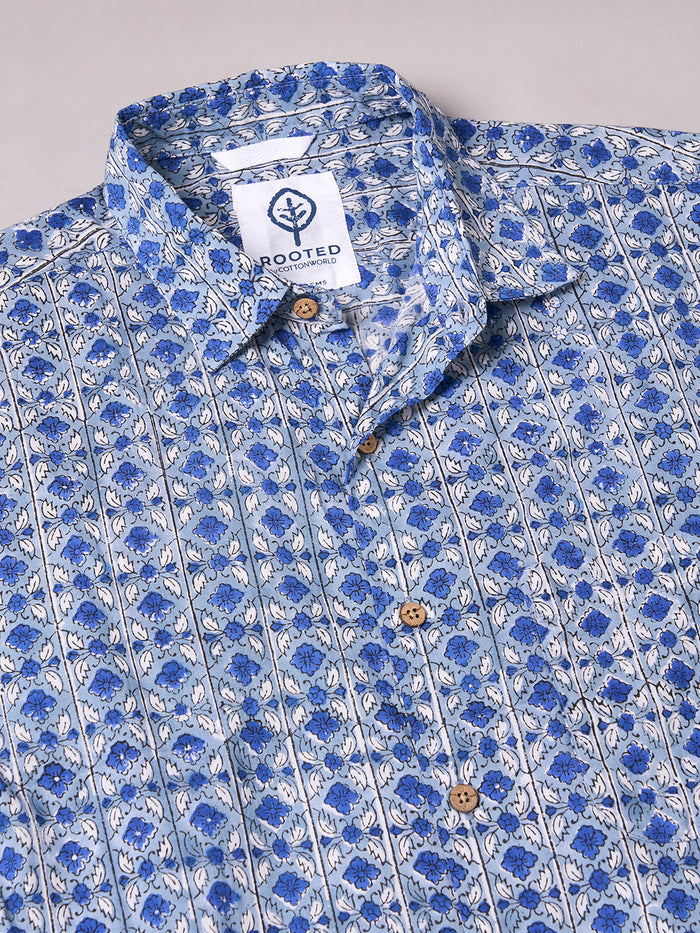 Men's 100% Cotton Regular Fit Short Sleeve Shirt Navy
