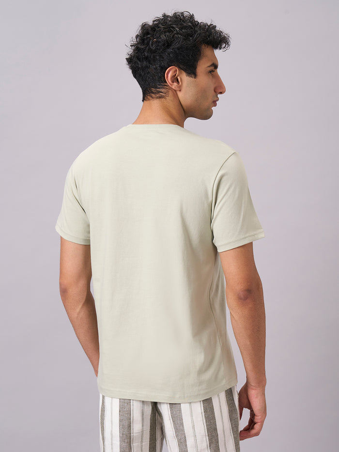 Men's 100% Organic Cotton Round Neck Regular Fit Graphic Tshirt Green