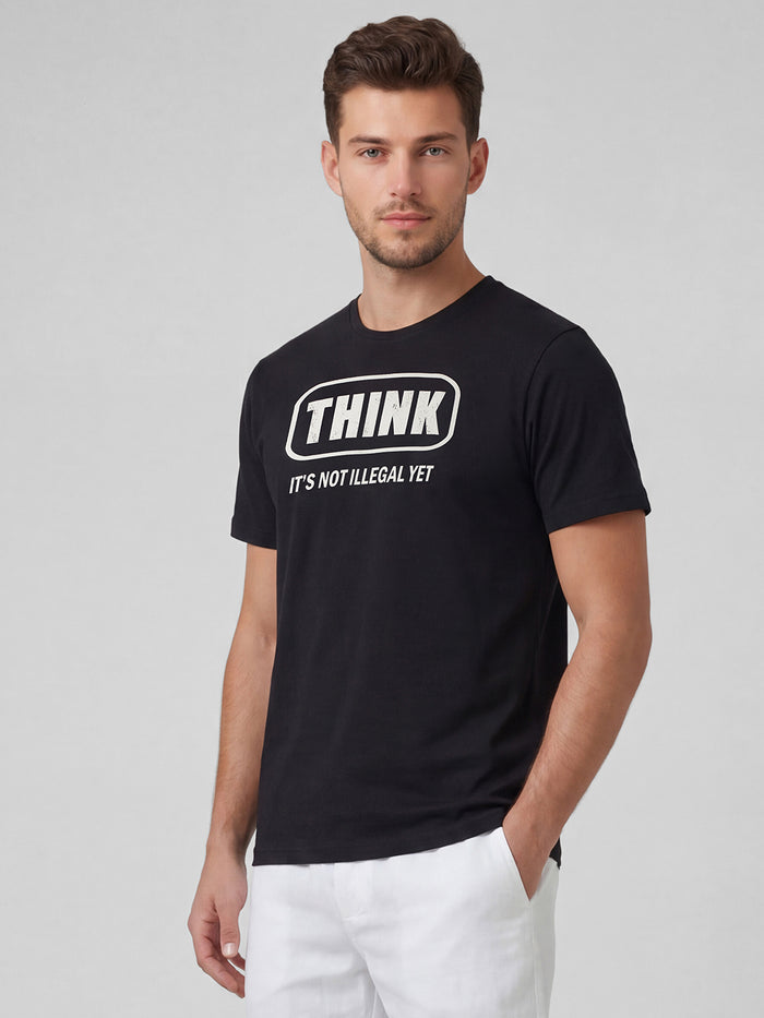 Men's 100% Organic Cotton Round Neck Regular Fit Tshirt Black