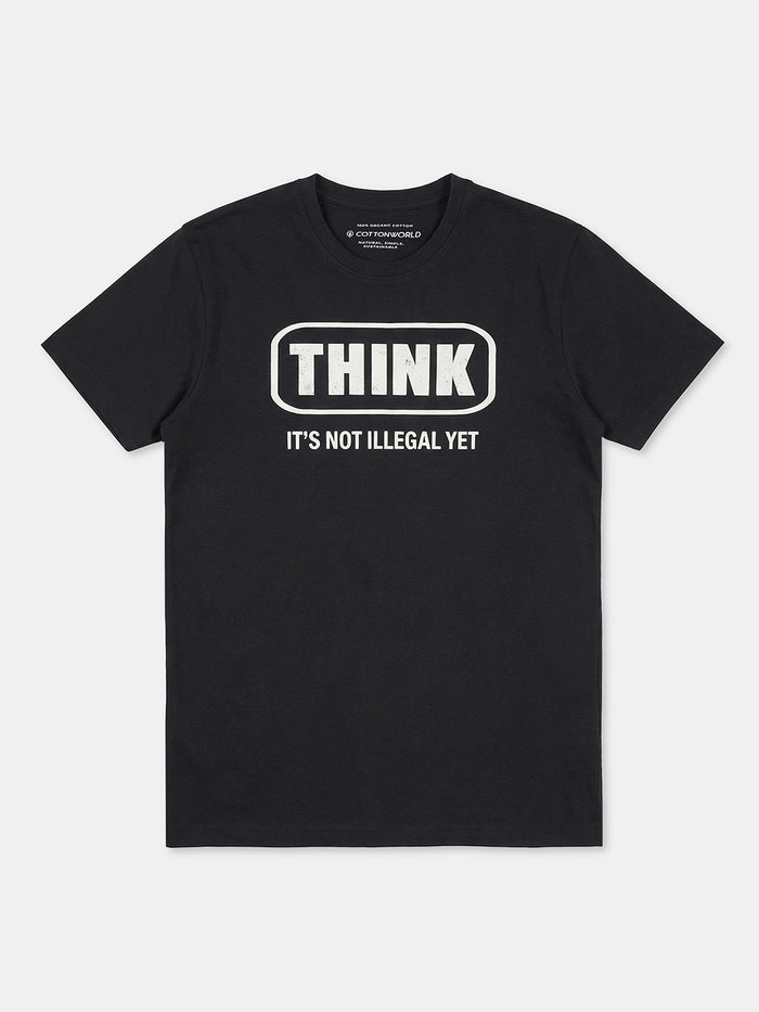 Men's 100% Organic Cotton Round Neck Regular Fit Tshirt Black