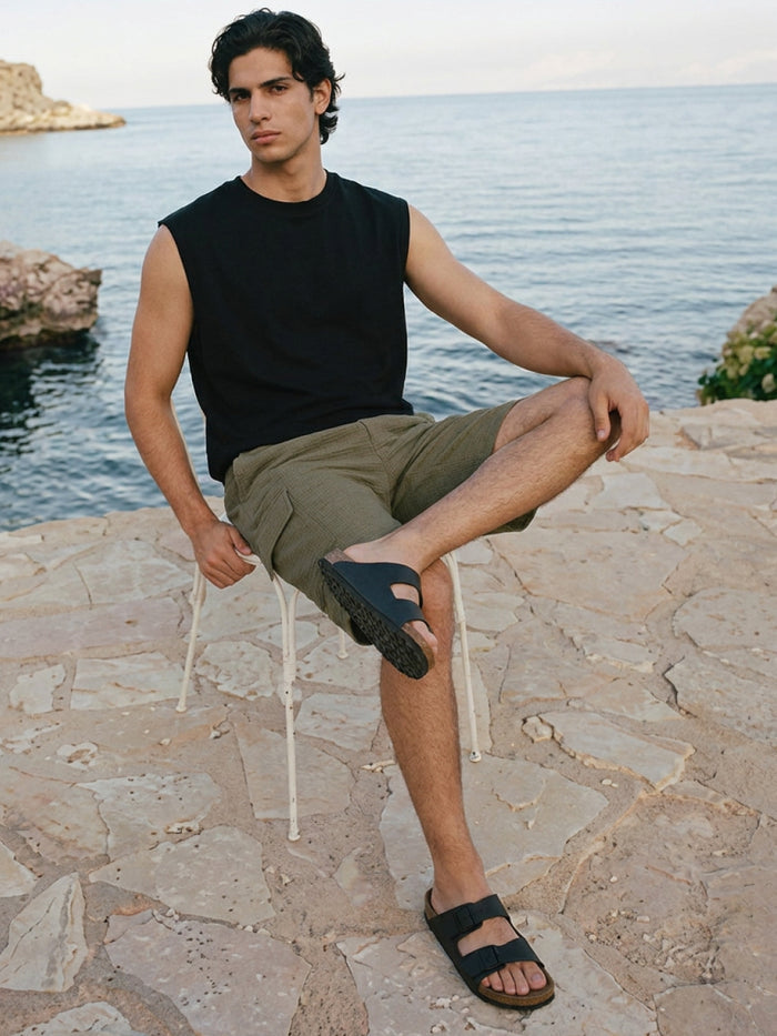 Men's Black 100% Organic Cotton Relax Fit Knit Vest