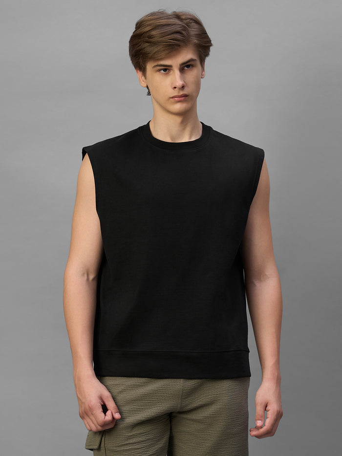 Men's Black 100% Organic Cotton Relax Fit Knit Vest