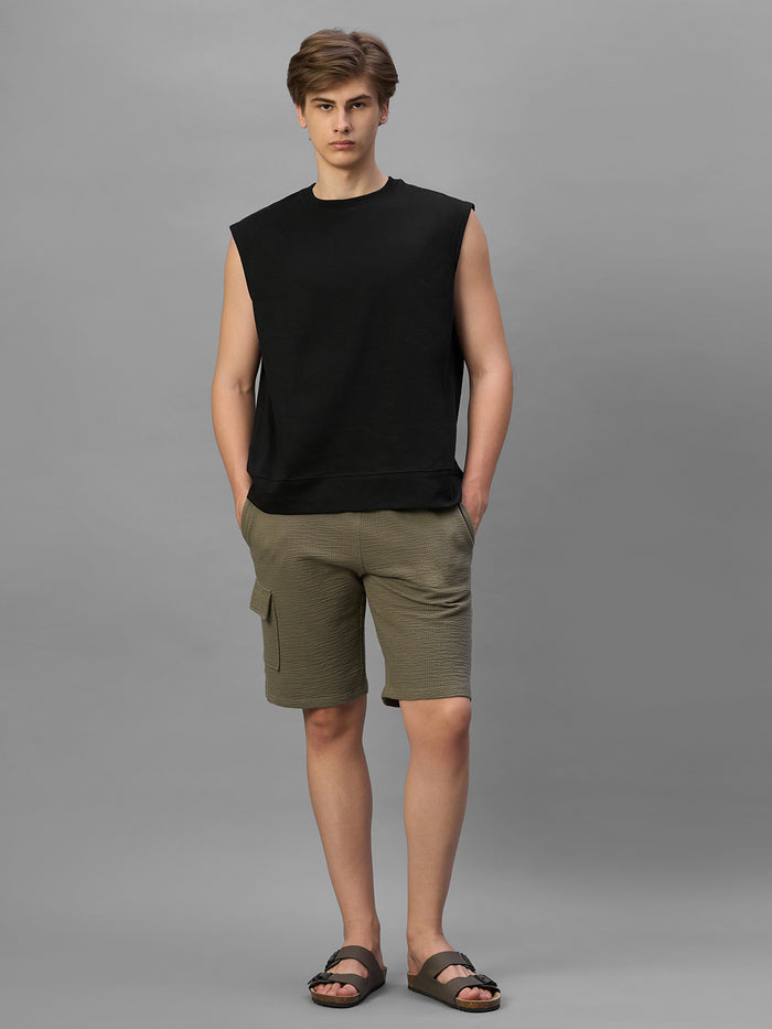 Men's Black 100% Organic Cotton Relax Fit Knit Vest