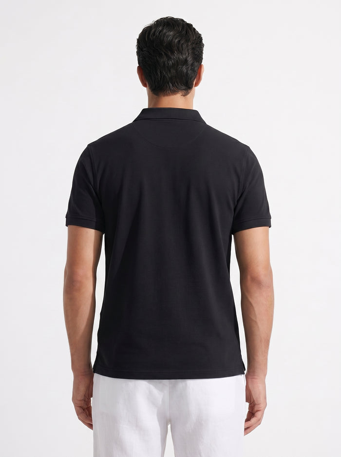 Men's Black Cotton Elastane Slim Fit Tshirt