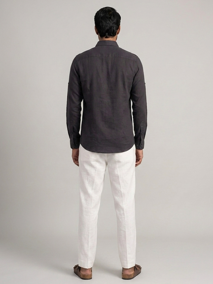 Men's Black Linen Cotton Regular Fit Shirt