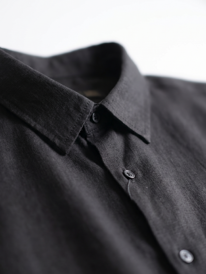Men's Black Linen Cotton Regular Fit Shirt