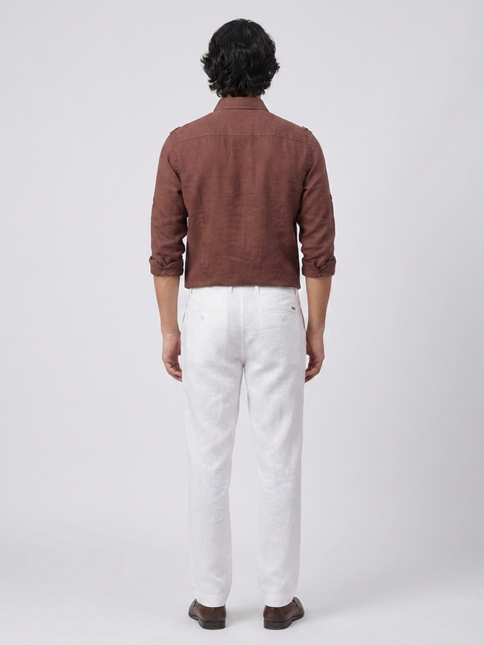Men's Brown Linen Cotton Regular Fit Shirt