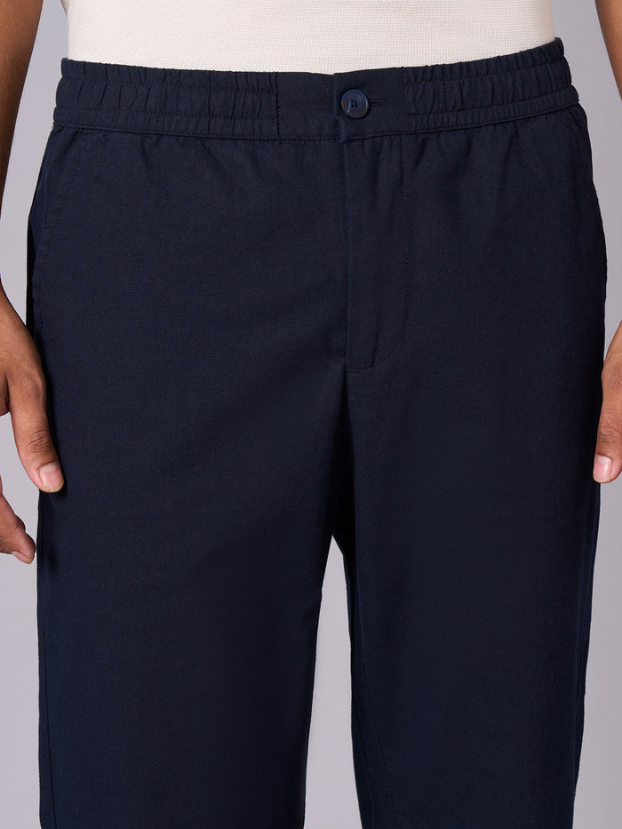 Men's Cotton Linen Regular Fit Pant Navy