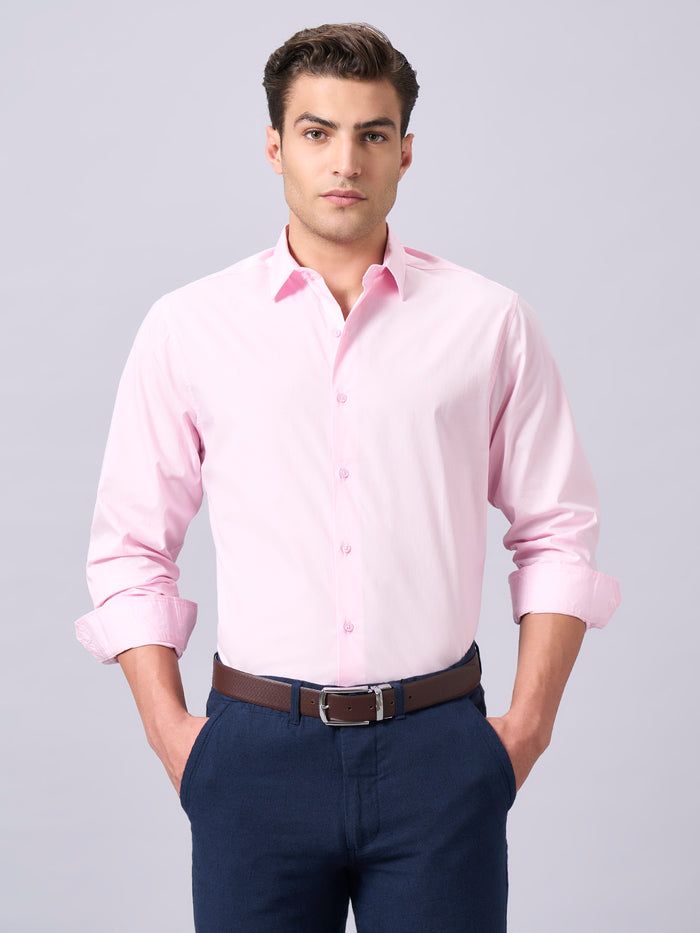 Men's Cotton Lycra Slim Fit Shirt Pink