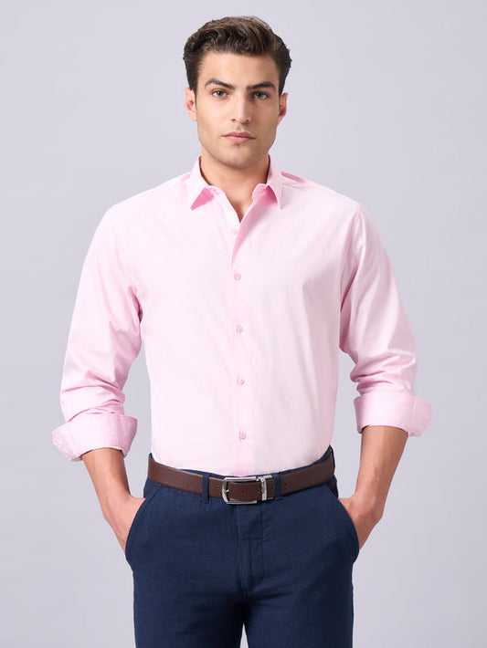 Men's Cotton Lycra Slim Fit Shirt Pink