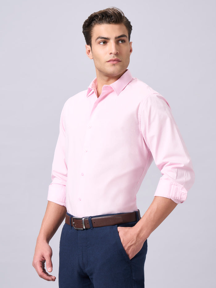 Men's Cotton Lycra Slim Fit Shirt Pink