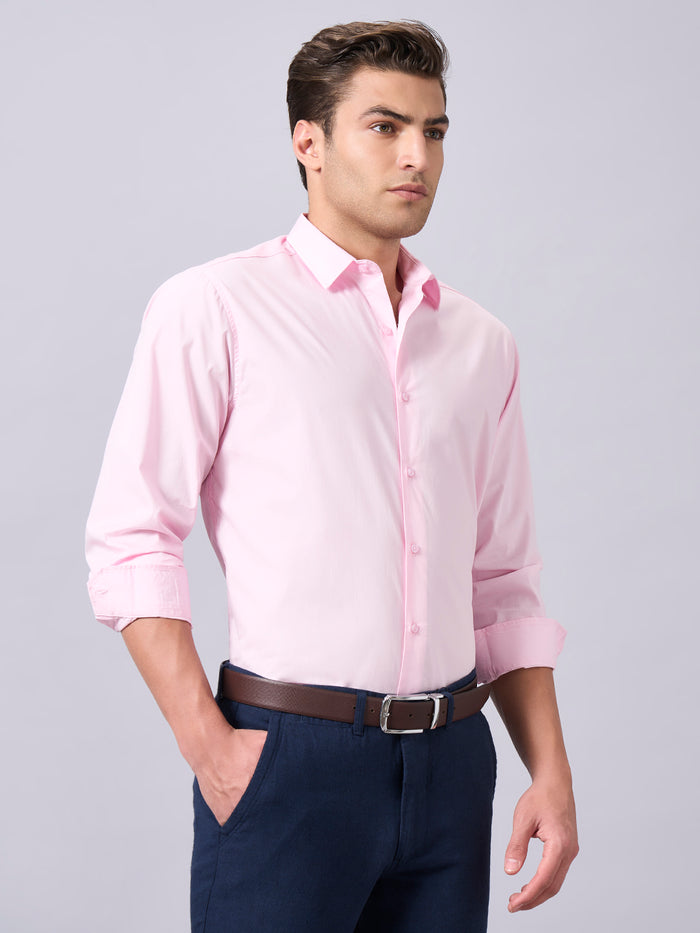 Men's Cotton Lycra Slim Fit Shirt Pink